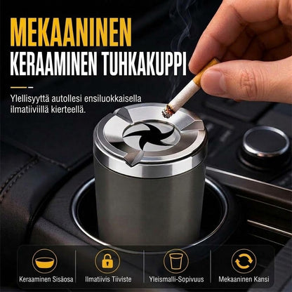 OmniLiving™ Pyörivä Autotuhkakuppi | Paloturvallinen Keraaminen Sisus
