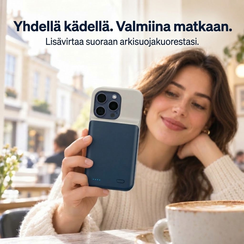 VaraTech™ Akkukuori iPhonelle 4 LED-Merkkivalolla – Suojaava Varavirtalähdekuori Arkeen ja Matkoille