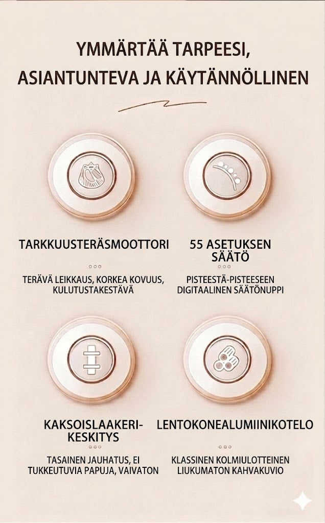 Korkealaatuinen käsikäyttöinen kahvimylly ruostumattomasta teräksestä