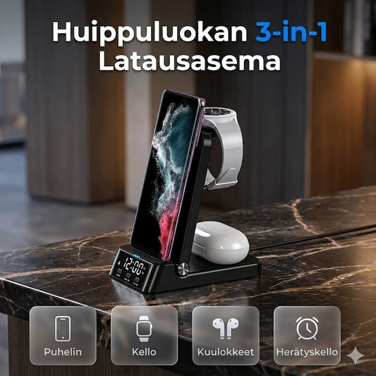 3-in-1-pikalaturi langattomalla latauksella