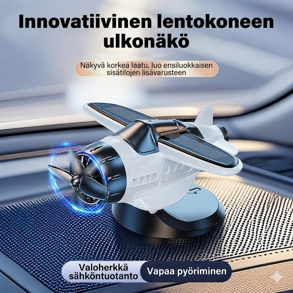 Pyörivä aurinkoenergia-lentokone – auton kojelautakoriste