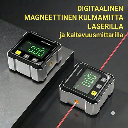 Vexton™ Pro digitaalinen magneettinen laserkallistusmittari – Tarkka kaksipuolinen kulmamittari rakentamiseen