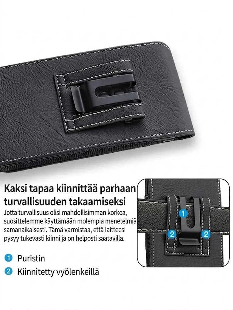 LuxeModa™ Nahkainen Puhelinlaukku Vyölle (Monilokerollinen & Korttipaikka)