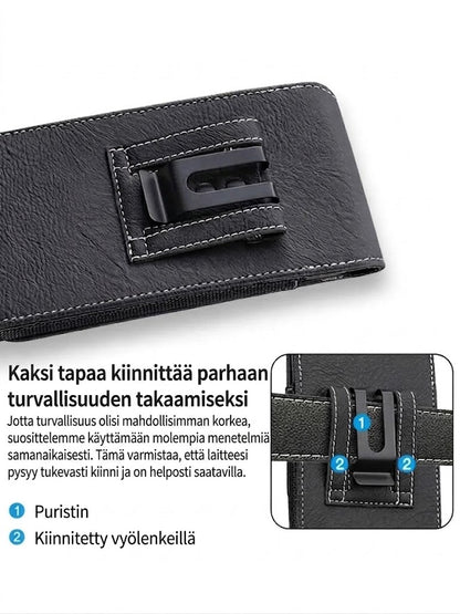 LuxeModa™ Nahkainen Puhelinlaukku Vyölle (Monilokerollinen & Korttipaikka)