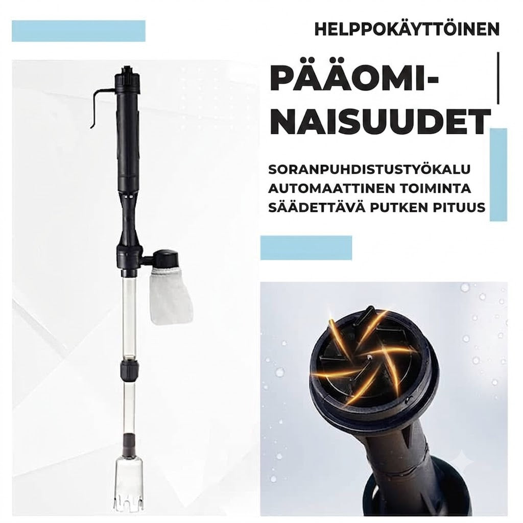 Sähkökäyttöinen Akvaarion Pohjaimuri Paristokäyttöinen