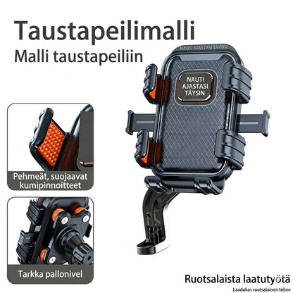Tärinävaimennettu puhelinteline pyörään ja moottoripyörään