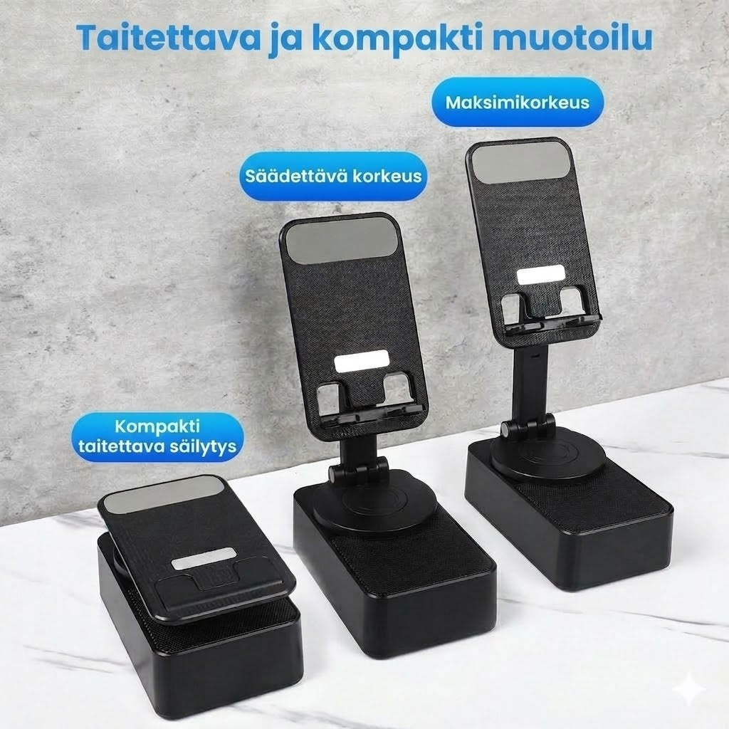 3-in-1 taitettava Bluetooth-kaiutin – Sisäänrakennettu varavirtalähde & puhelinteline