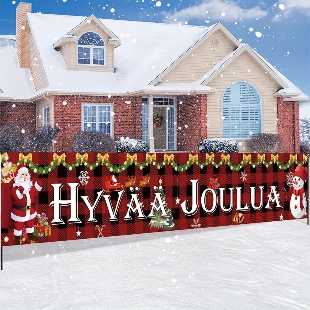 OmniLiving™ Iso Jouluviiri "Hyvää Joulua" (Säänkestävä Pihakoriste / Ulkokäyttöön)