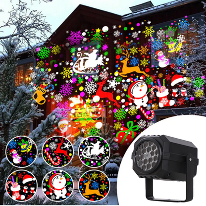 VaraLiving™ Pyörivä LED-Jouluprojektori (8 Kuviota - Vedenpitävä Ulkovalo)