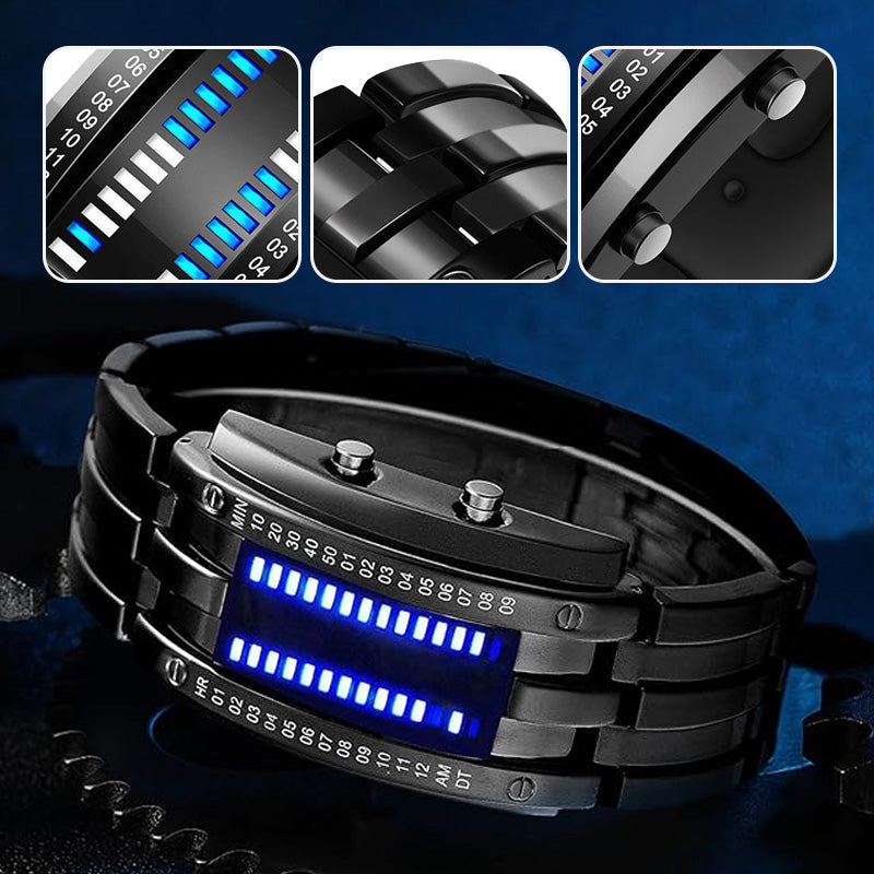 Binäärinen LED-kello, ruostumatonta terästä