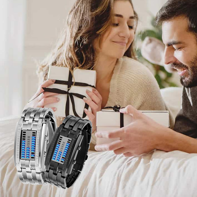 Binäärinen LED-kello, ruostumatonta terästä