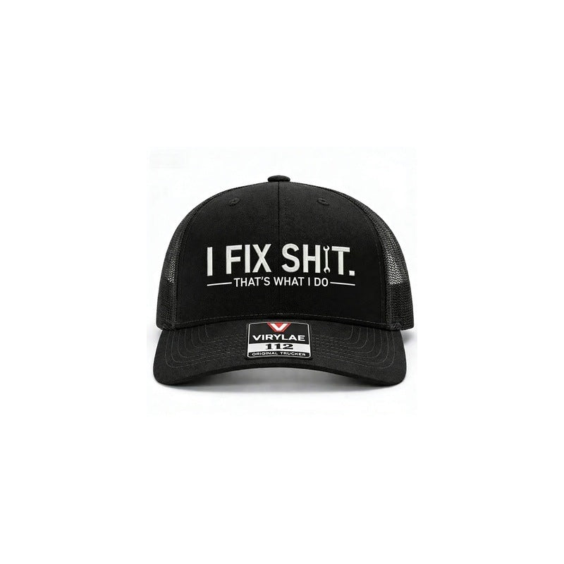 "I Fix Shit" -trucker-lippis – perinteinen rekkakuskin tyyli