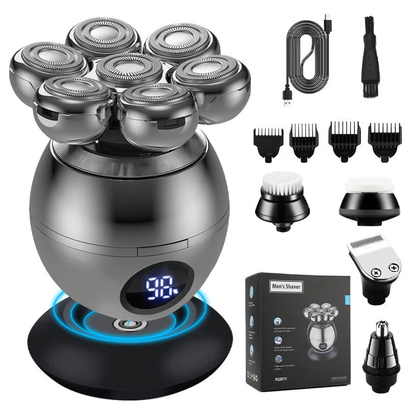 Vexton™ Pro 7D pyörivä partakonesetti 5-in-1 – Langaton parranajokone märkä- ja kuivajoon