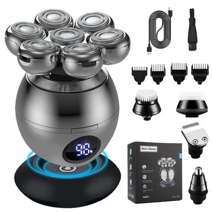 Vexton™ Pro 7D pyörivä partakonesetti 5-in-1 – Langaton parranajokone märkä- ja kuivajoon