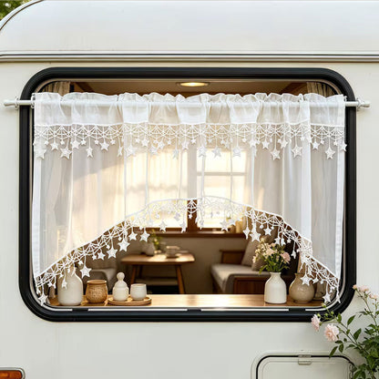 VaraLiving™ Romanttinen Kahvilaverho (Aaltoileva Bistroverho Keittiön Ikkunaan)