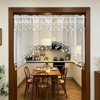 VaraLiving™ Romanttinen Kahvilaverho (Aaltoileva Bistroverho Keittiön Ikkunaan)