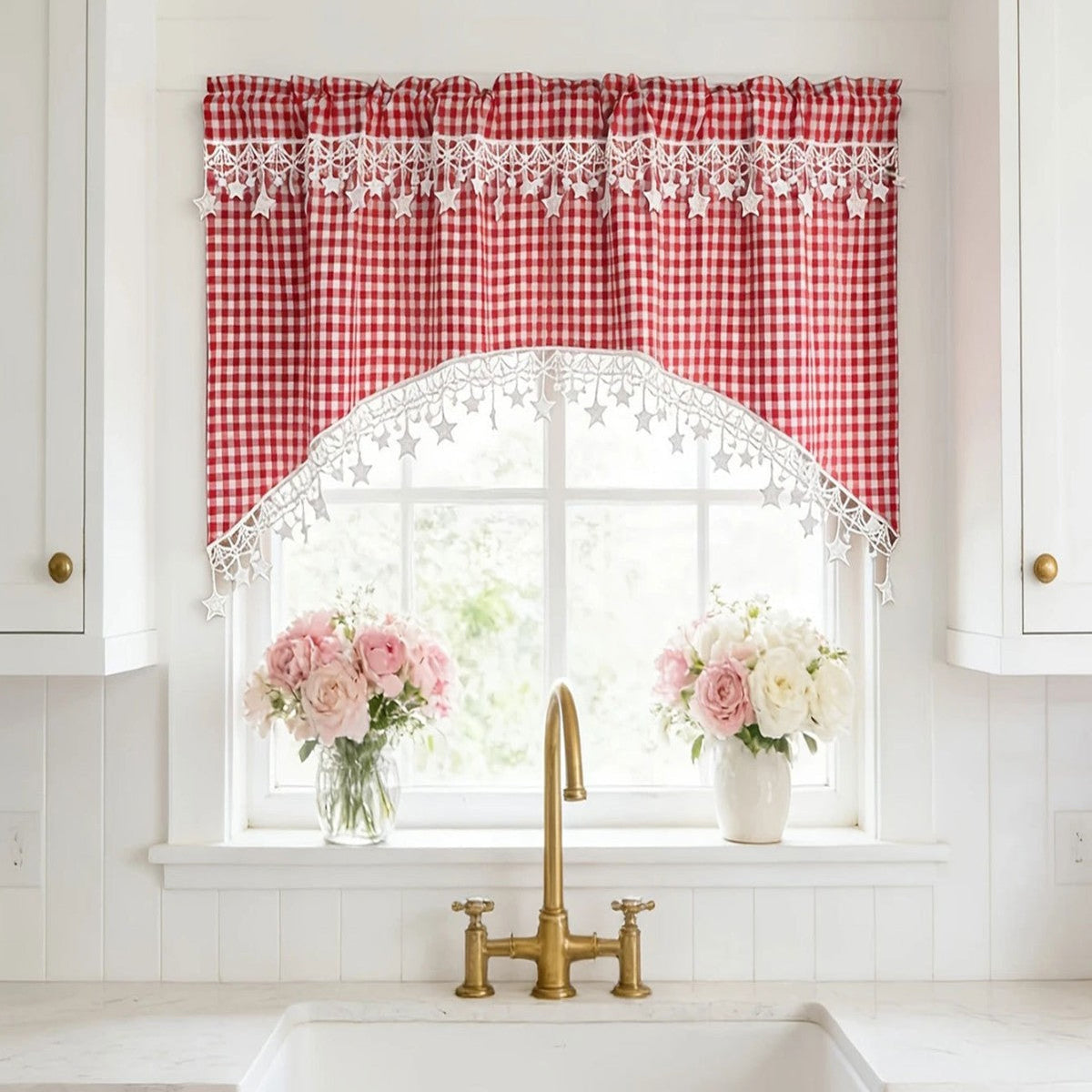 VaraLiving™ Romanttinen Kahvilaverho (Aaltoileva Bistroverho Keittiön Ikkunaan)
