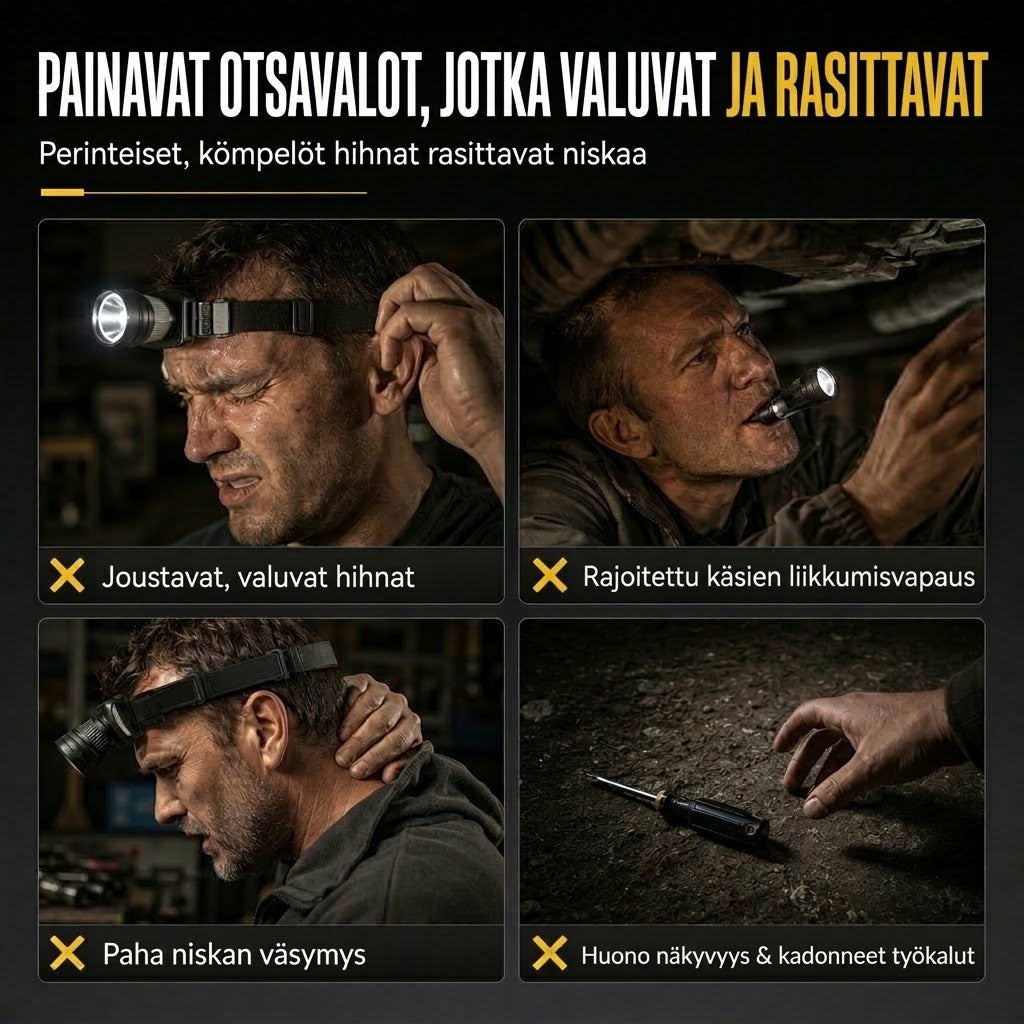 VaraLiving™ Ladattava LED-Otsalamppu Suojalaseilla (5 Valotilaa & Liikesensori - Vedenpitävä)