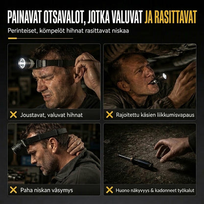 VaraLiving™ Ladattava LED-Otsalamppu Suojalaseilla (5 Valotilaa & Liikesensori - Vedenpitävä)