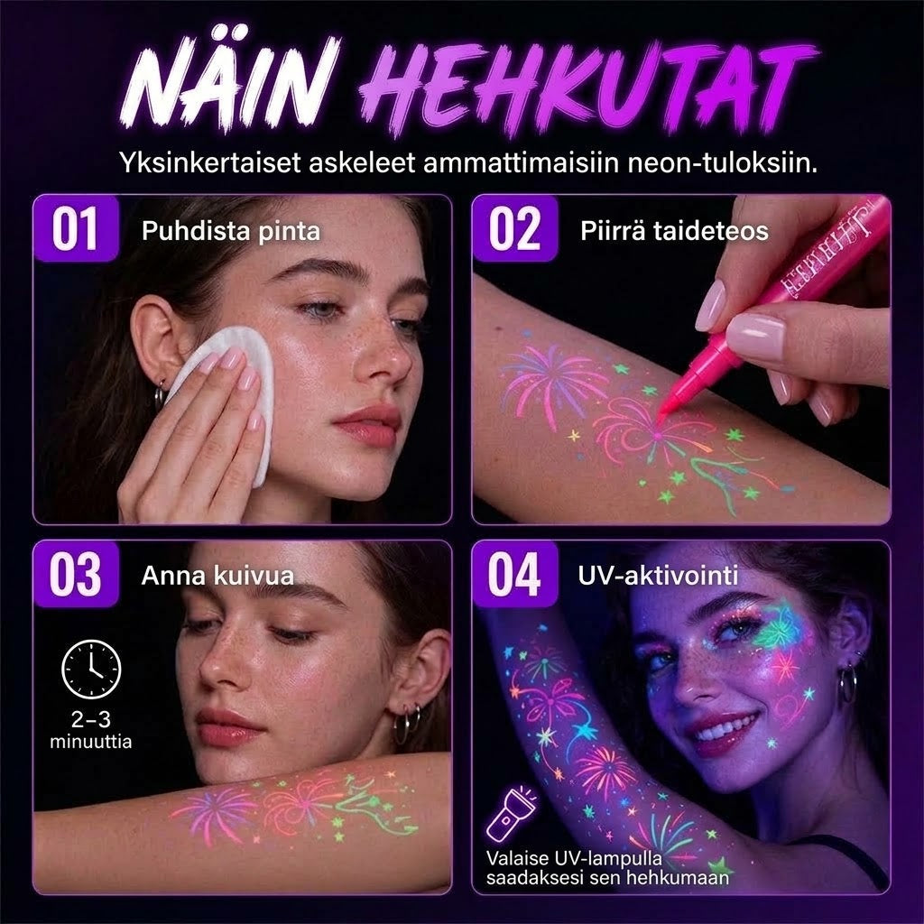 VaraLiving™ UV-Hohtava Tatuointikynä (Juhliin & Festareille)
