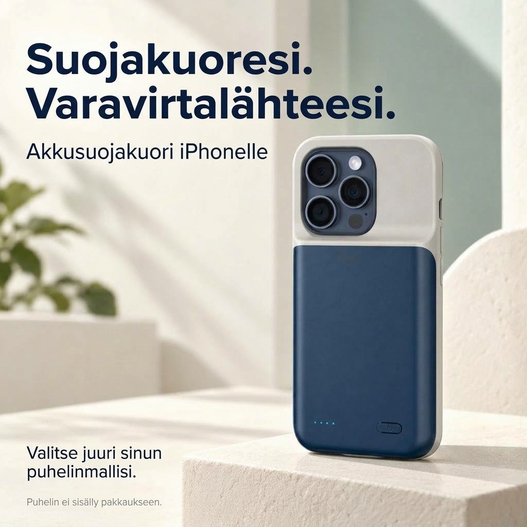 VaraTech™ Akkukuori iPhonelle 4 LED-Merkkivalolla – Suojaava Varavirtalähdekuori Arkeen ja Matkoille