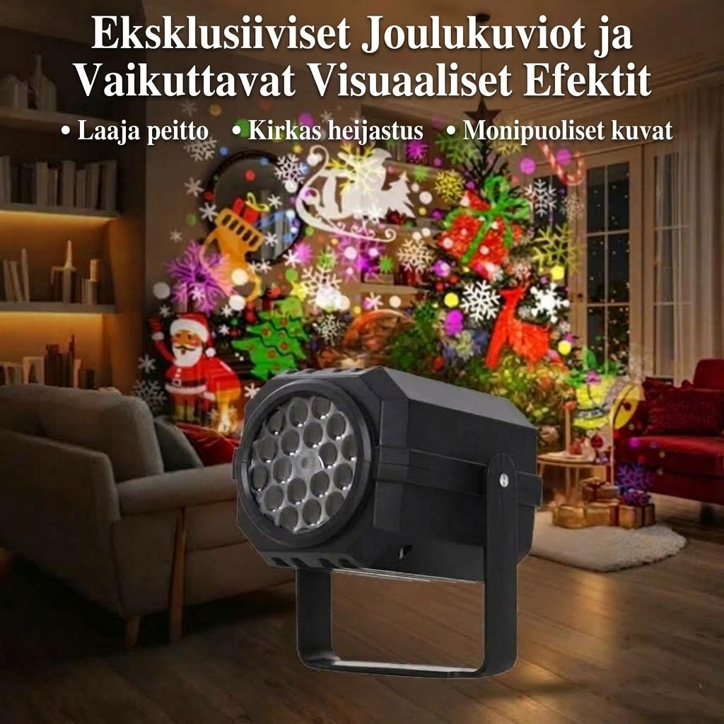 VaraLiving™ Pyörivä LED-Jouluprojektori (8 Kuviota - Vedenpitävä Ulkovalo)