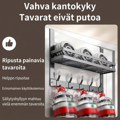 VaraLiving™ Oveen Ripustettava Ovihylly (Poraamaton Säilytyskori- & Koukkujärjestelijä)