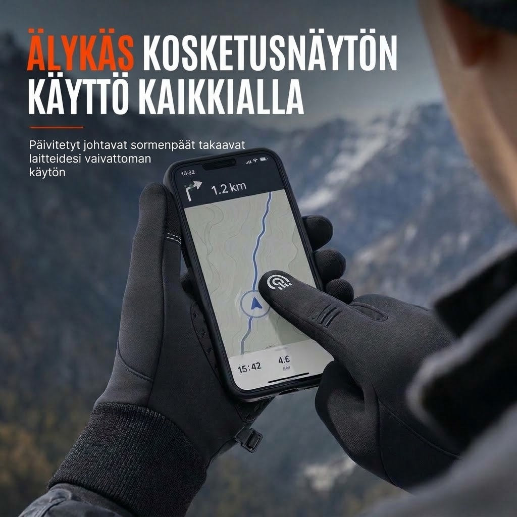 VaraLiving™ Lämpimät Talvihanskat Kosketusnäytöllä (Veden- & Tuulenpitävät Hanskat Pyöräilyyn & Urheiluun)