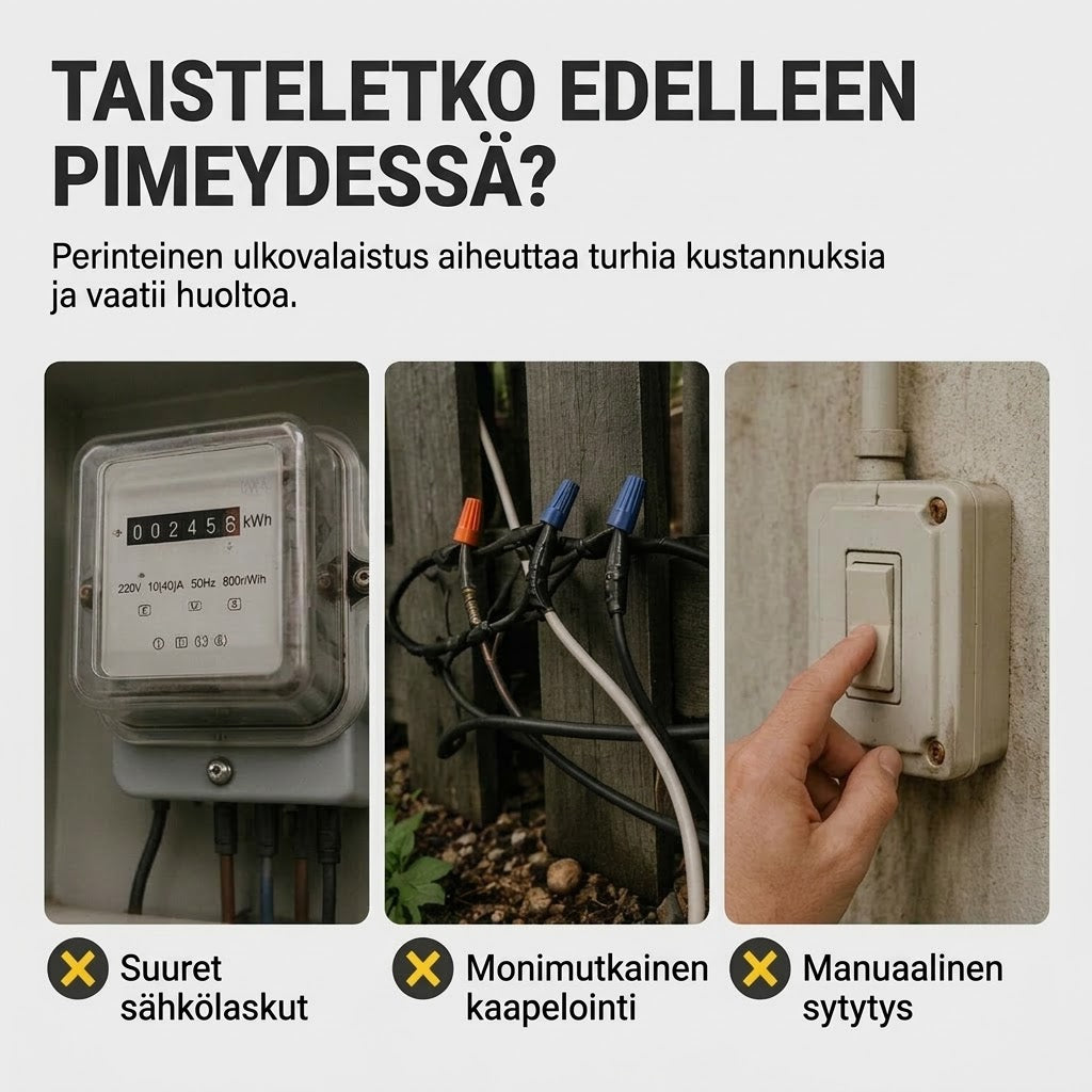 OmniLiving™ Vedenpitävä Aurinkokennovalaisin Seinään & Räystäälle (IP65)