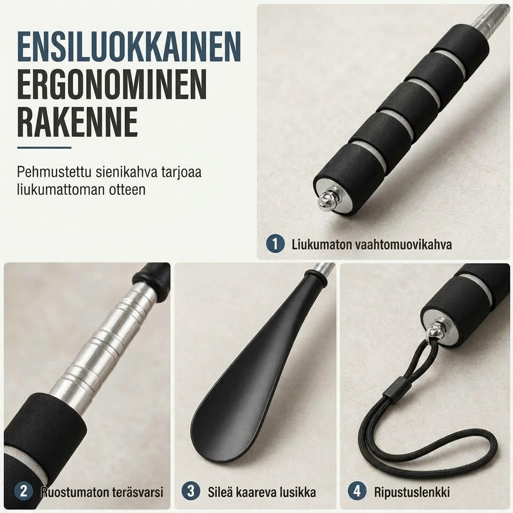 OmniLiving™ Pitkä Teleskooppi-Kengänlusikka (Ruostumaton Teräs / Ergonominen)