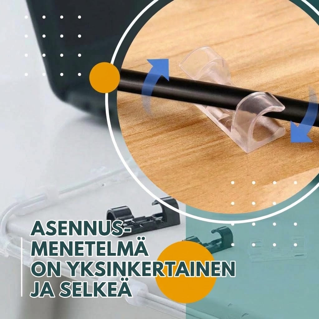 VaraLiving™ Itsekiinnittyvät Johdonpidikkeet (100 kpl - Kaapelien Järjestäjä)